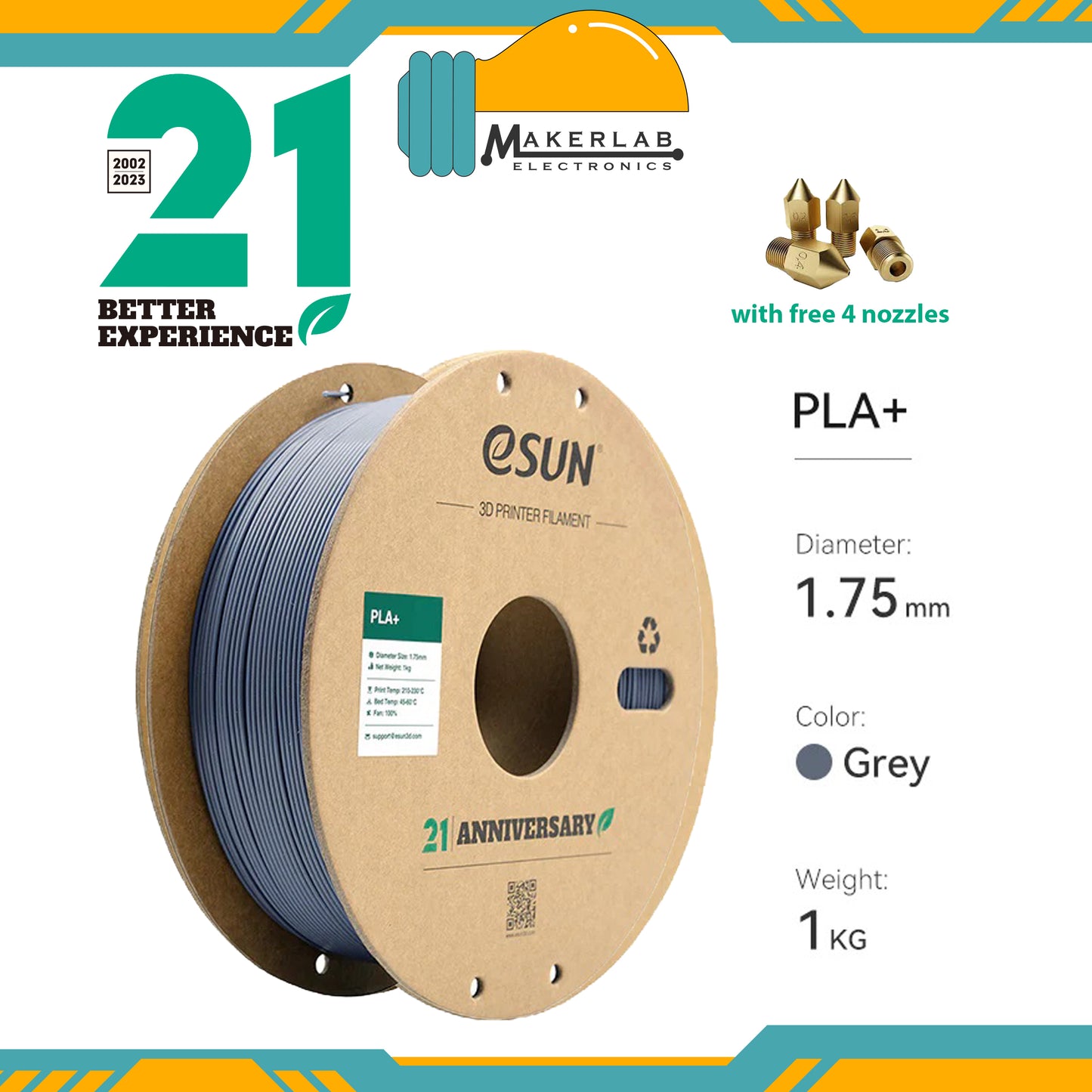 eSUN PLA+ White Black Grey Red Green Blue Yellow Orange Filament 1.75mm PLA Plus 1KG Spool for Creality 3D Printer