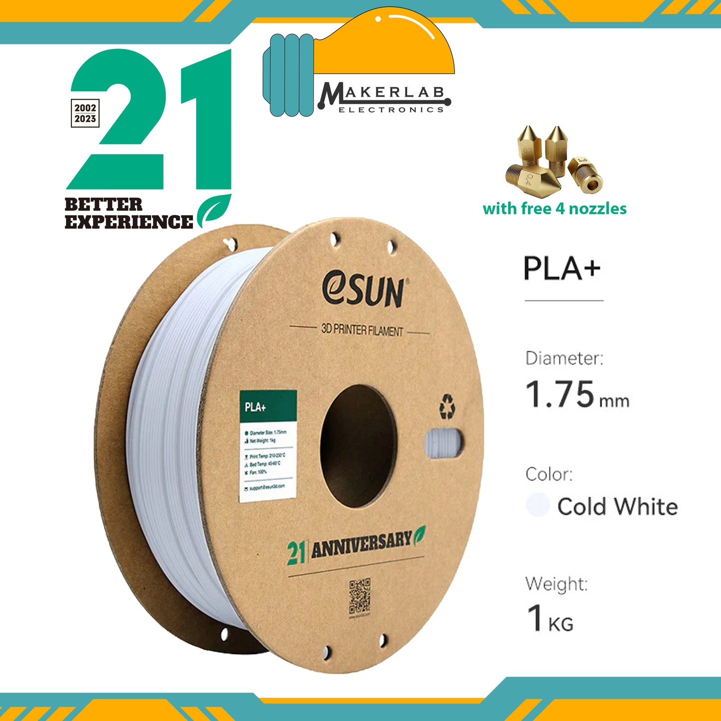 eSUN PLA+ White Black Grey Red Green Blue Yellow Orange Filament 1.75mm PLA Plus 1KG Spool for Creality 3D Printer