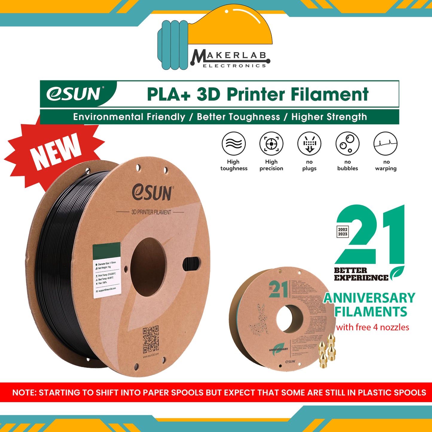 eSUN PLA+ White Black Grey Red Green Blue Yellow Orange Filament 1.75mm PLA Plus 1KG Spool for Creality 3D Printer