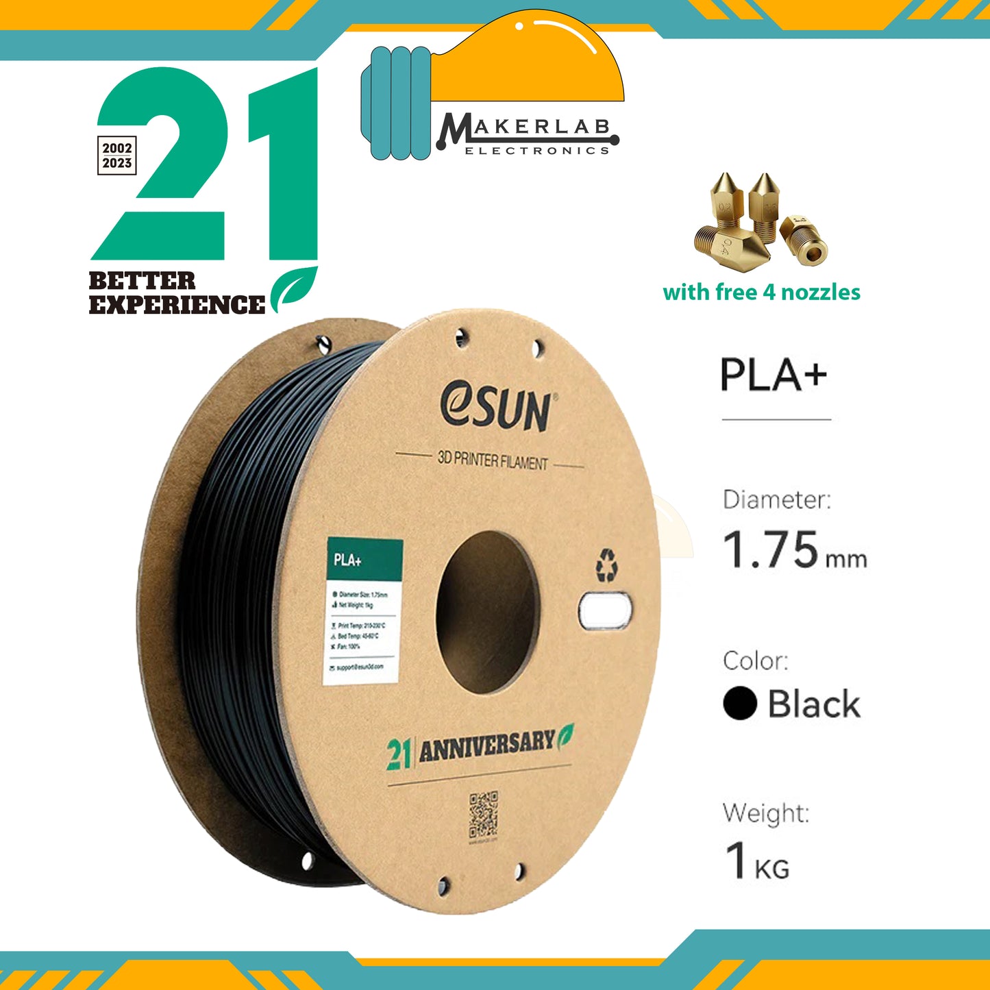 eSUN PLA+ White Black Grey Red Green Blue Yellow Orange Filament 1.75mm PLA Plus 1KG Spool for Creality 3D Printer